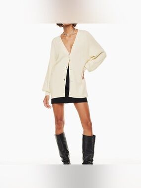 Babaton Bespoke Oversized Wool and Linen Cardigan Sz S Heather Birch